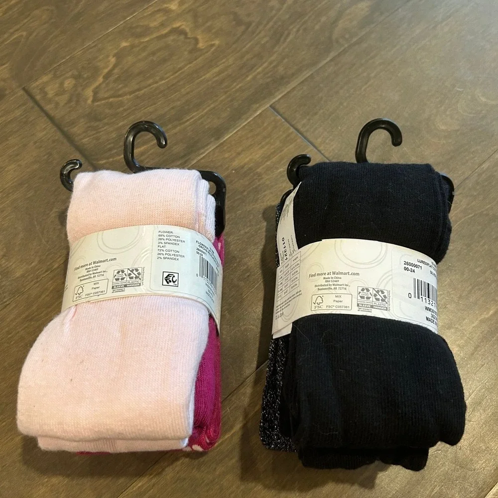Wonder Nation Toddler Girls Tights Lot of 2‎ packs 18-36M